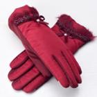 Lace-trim Bow-accent Gloves
