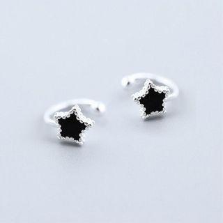 Star Sterling Silver Cuff Earring 1 Pair - Black - One Size