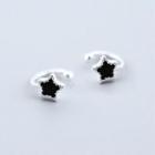 Star Sterling Silver Cuff Earring 1 Pair - Black - One Size