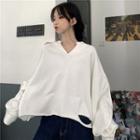 Distressed V-neck Sweatshirt