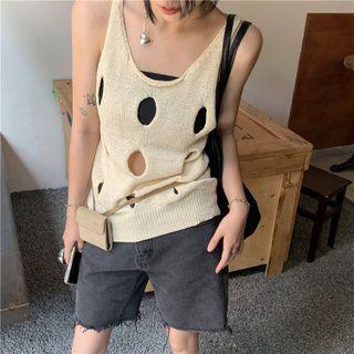 Sleeveless Plain Cutout Sweater Vest