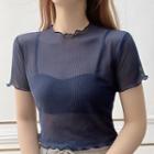 See-through Ruffle Trim T-shirt
