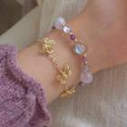 Set: Moonstone / Butterfly Bracelet Set Of 2 - 0951a - Purple & Gold - One Size
