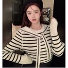 Long-sleeve Striped Sweater / Plain Pleated Skirt (various Designs)