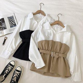 Two-tone Peplum Blouse