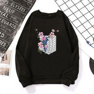 Round Neck Flower Print Sweatshirt