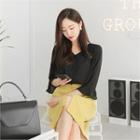 V-neck Flared 3/4-sleeve Blouse