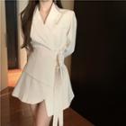 Asymmetrical Buckled Blazer Dress White - One Size
