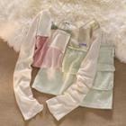 Long-sleeve Paneled T-shirt / A-line Skirt