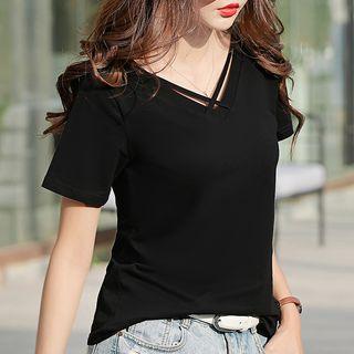 Short-sleeve Crossed Strap T-shirt