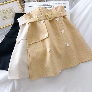 Double Breasted High-waist A-line Skirt