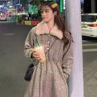 Long-sleeve Woolen Midi A-line Dress Melange - Gray - One Size