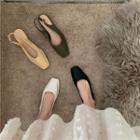 Block Heel Square-toe Slingback Flats