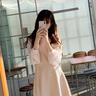 Zip-back Flared Long Pinafore Dress Light Pink - One Size