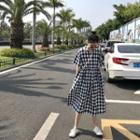 Elbow-sleeve Plaid Midi Shirtdress As Shown In Figure - One Size