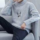 Crew Neck Sweater / Letter Embroidered Sweater