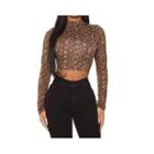 Long-sleeve Snake Print Cropped T-shirt