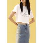 Letter-printed Cropped T-shirt Ivory - One Size