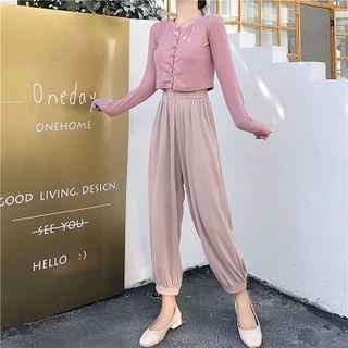 Cropped Cardigan / Cropped Wide-leg Pants