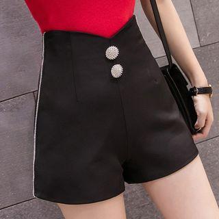 High Waist Skinny Plain Shorts