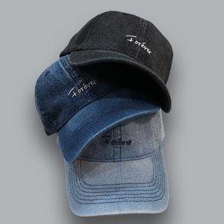 Lettering Embroidered Denim Cap