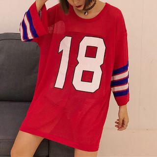 Number Print Long Sweater