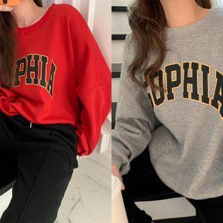 Slit-hem Oversize Letter Sweatshirt