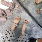 Loop-toe Faux Pearl Slide Sandals