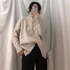 Turtleneck Side-slit Long Sweater As Shown In Figure - One Size