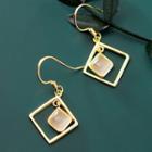925 Sterling Silver Cat Eye Stone Square Dangle Earring 1 Pair - Gold - One Size