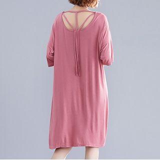 Short-sleeve Strappy-back A-line Dress