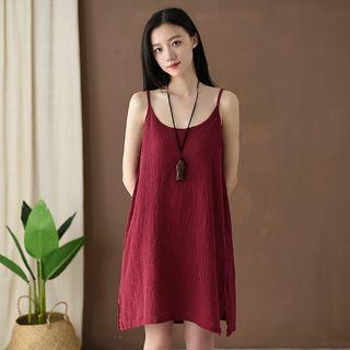 Spaghetti Strap Mini Linen Dress