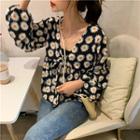 Floral Printed Long-sleeve Blouse Floral - One Size