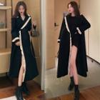 Ruffle Trim Long Tie-waist Coat