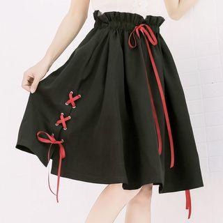 A-line Lace-up Skirt