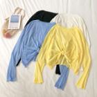 Sheer See-through Ruffle Trim Long-sleeve Top