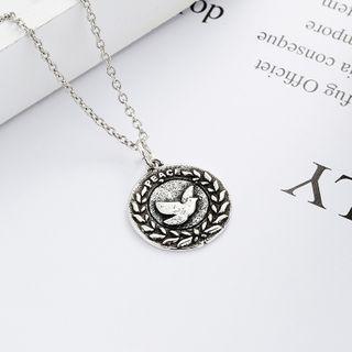 925 Sterling Silver Peace Pigeon Pendant Necklace With Necklace - Set - Dark Silver - One Size