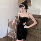 Spaghetti Strap Lace Trim Cutout A-line Dress
