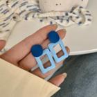 Rectangle Alloy Dangle Earring 1 Pair - S925 Silver - Stud Earring - Blue - One Size
