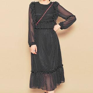 Frilled-trim Dotted Dress