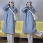 Double Breasted Long Coat Blue - One Size