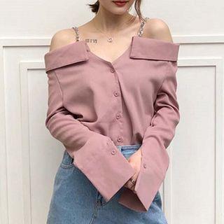 Cold-shoulder Chain-detail Shirt