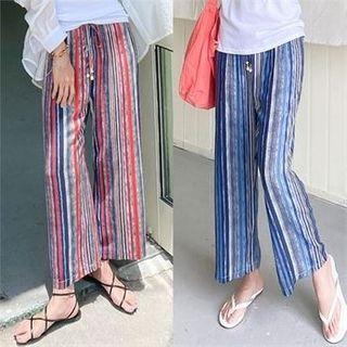Multicolor-striped Wide-leg Pants