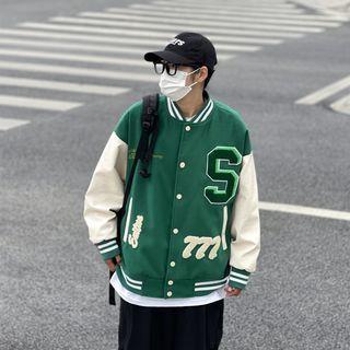 Embroidered Applique Baseball Jacket
