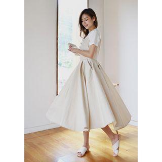Pleated Wrap-front Spaghetti Strap Dress