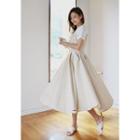 Pleated Wrap-front Spaghetti Strap Dress
