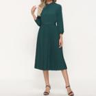 3/4-sleeve Henley Midi A-line Dress