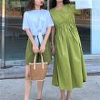 Short Sleeve Open Back Midi Dress