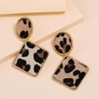 Leopard Print Dangle Earring 1 Pair - Kc Gold - Coffee - One Size