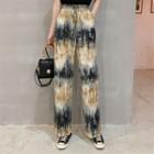 Drawstring-waist Printed Straight-cut Pants As Shown In Figure - One Size